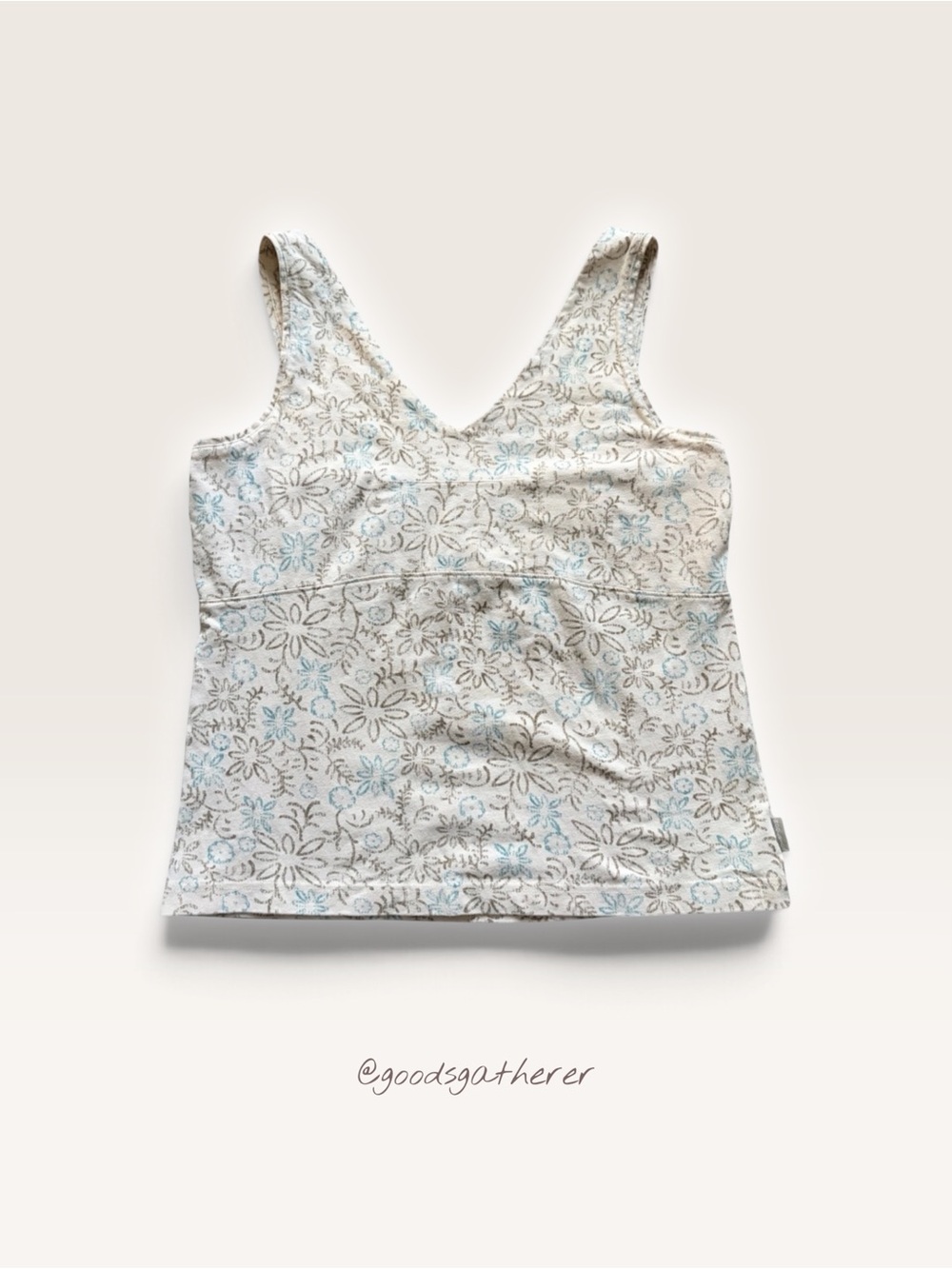 Woolrich Women’s M Cotton Blend Floral Tank Top Cream Blue Brown Made in Macau